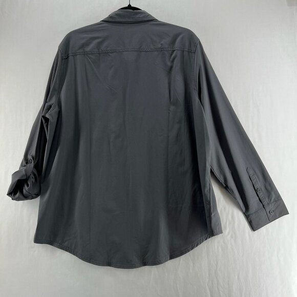 Eddie Bauer Departure 2.0 Long-Sleeve Shirt Women XL Roll Tab Button Up Charcoal - Picture 3 of 14